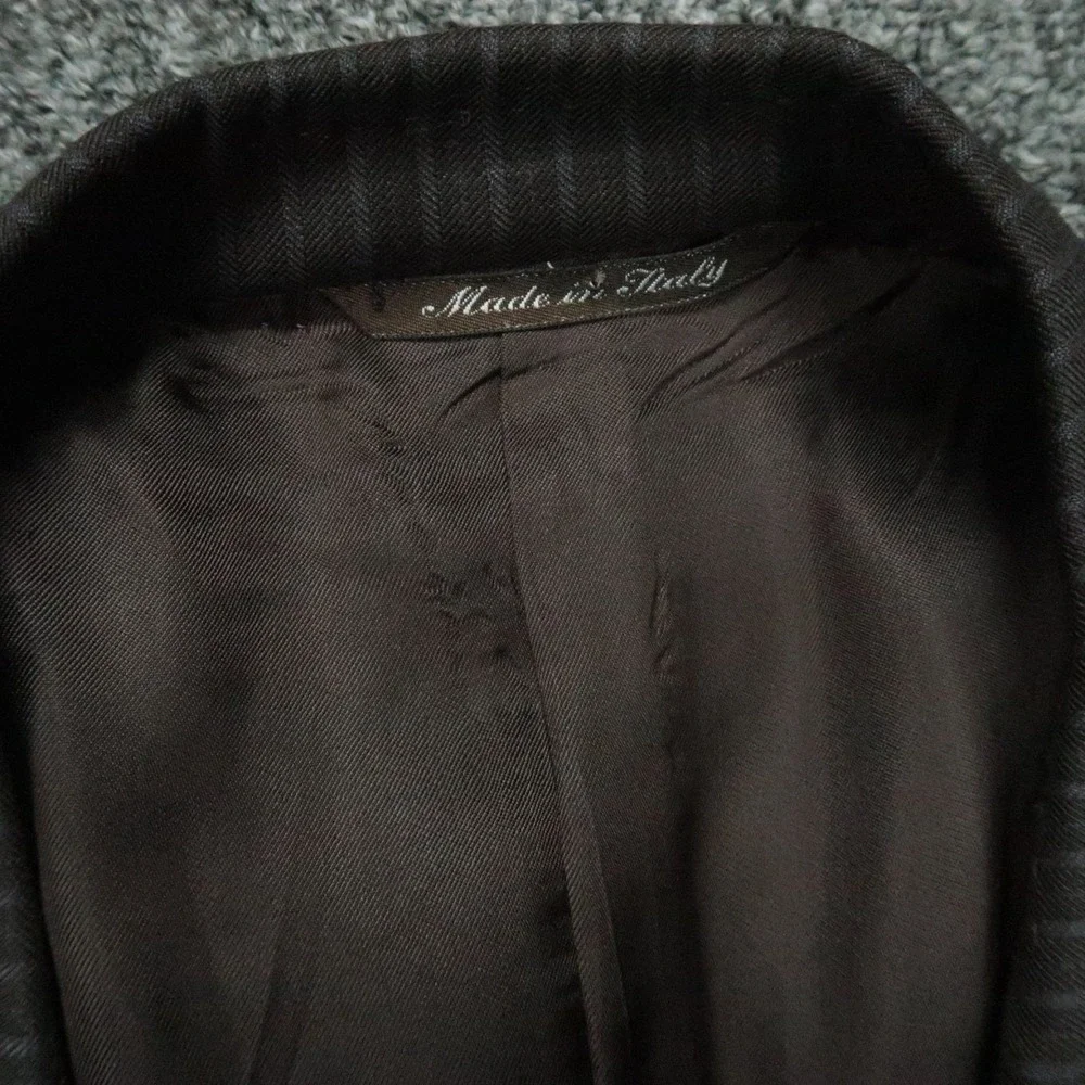 Canali Blazer Mens 46R Gray Wool‎ Woolmark Striped Sport Coat Jacket Italy